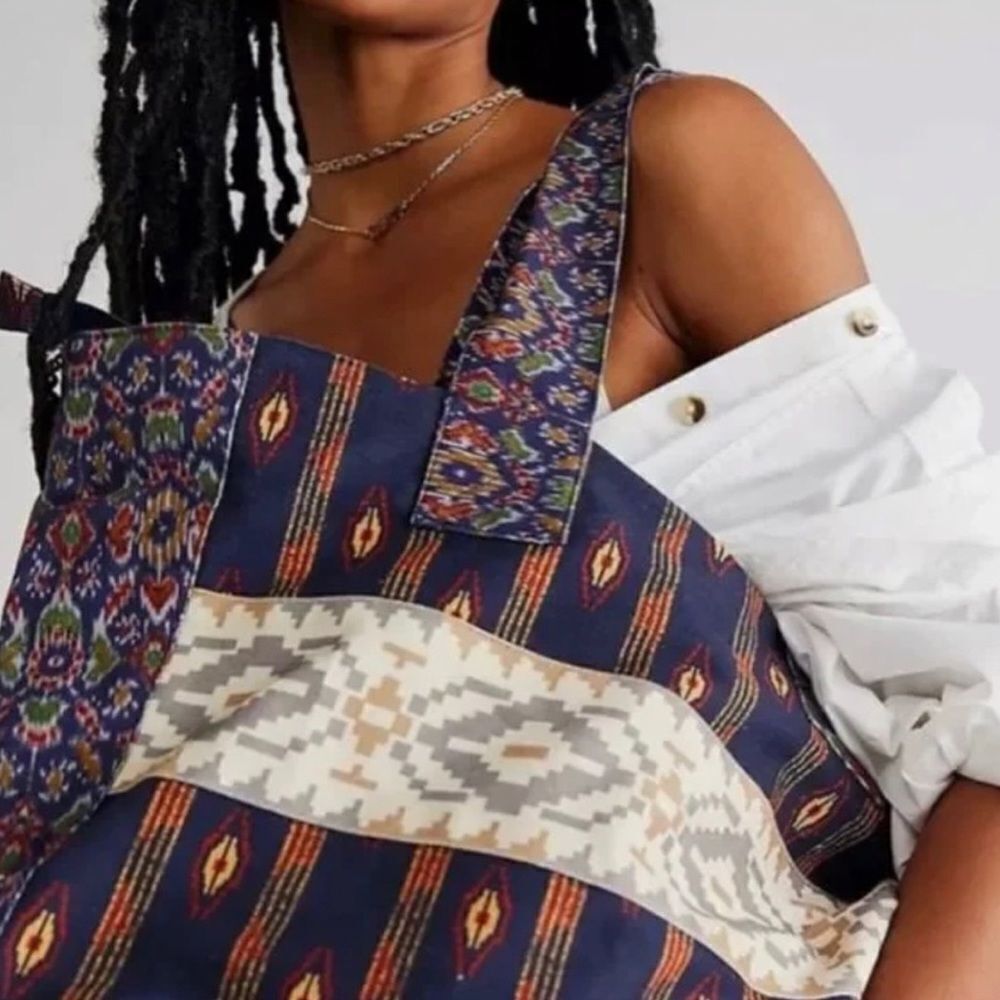New Free People Basel Tassel Patchwork Tote In Southwestern Pattern